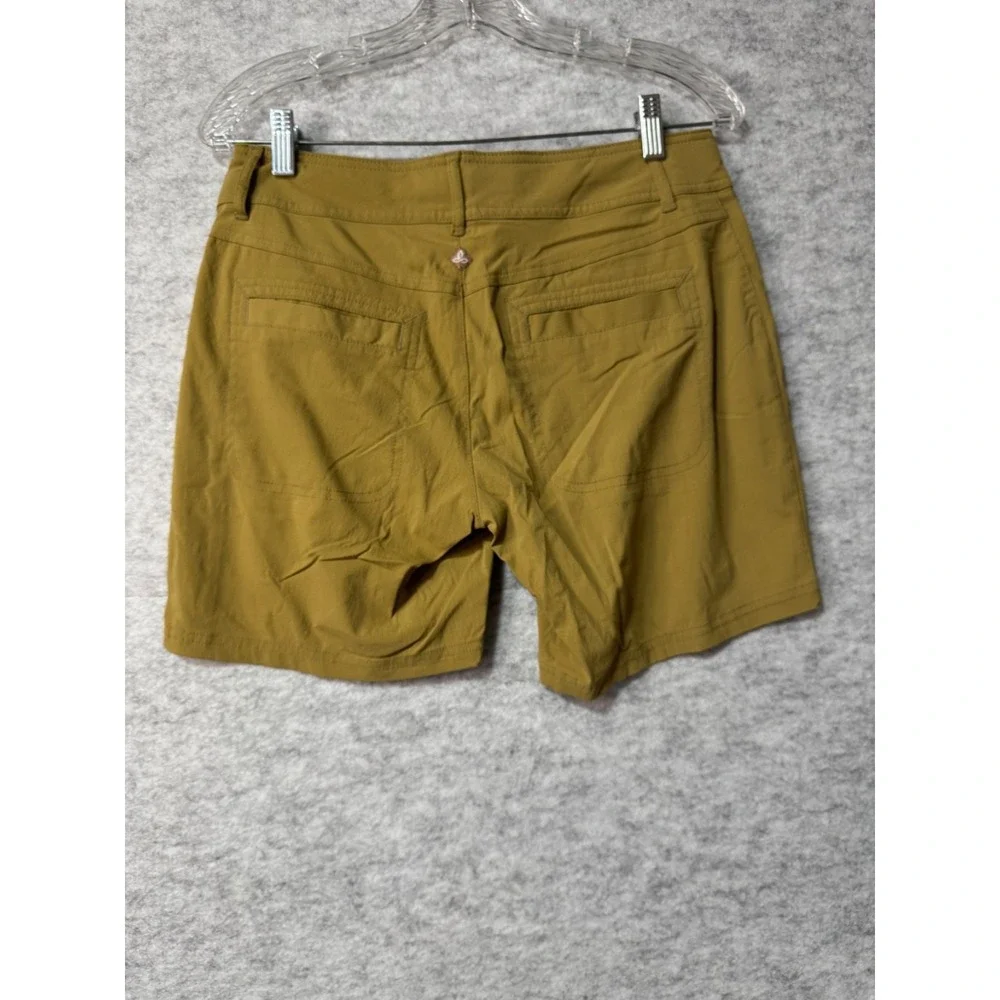 Prana Women's Khaki Shorts Tan Casual flat Front Size 34 Waist Hiking Summer